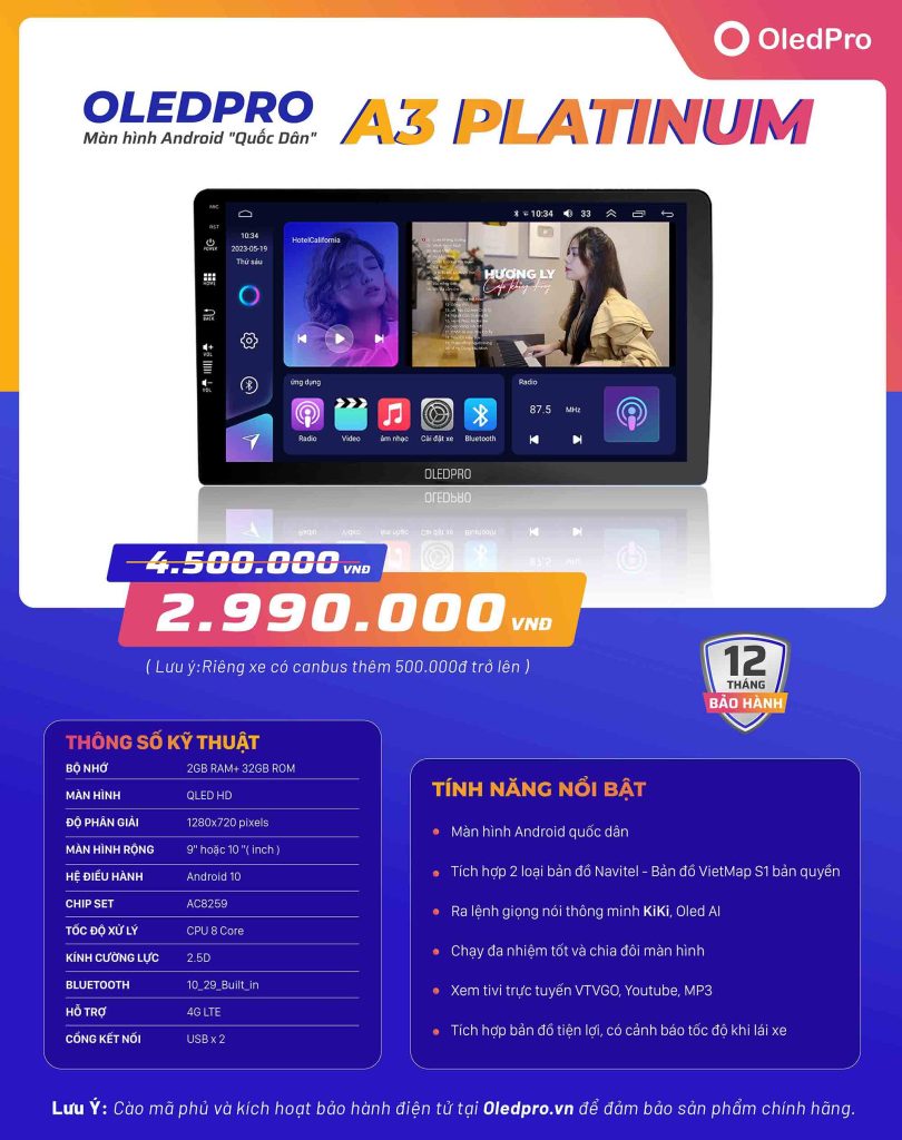 Màn Hình DVD Android OledPro A3 PlaTinum